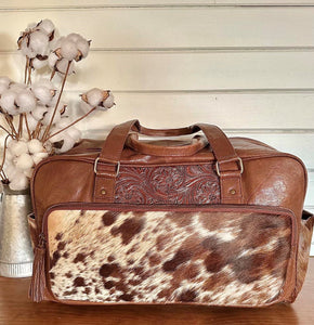 Cowhide Travel/ Nappy Bag - Brown