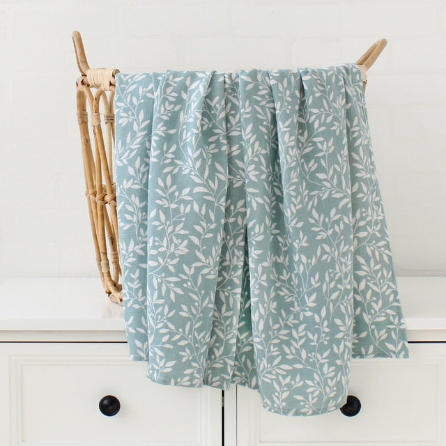 White Leaf Swaddle - Baby Blue