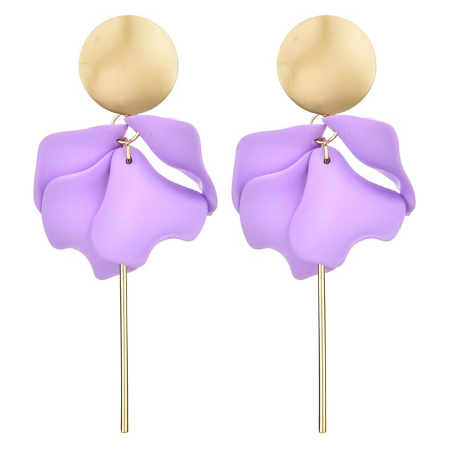 Flower Petal Drop Earring - Lilac