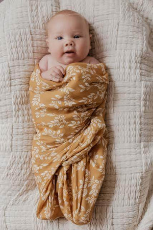 Leafy Sprig Swaddle - Mustard