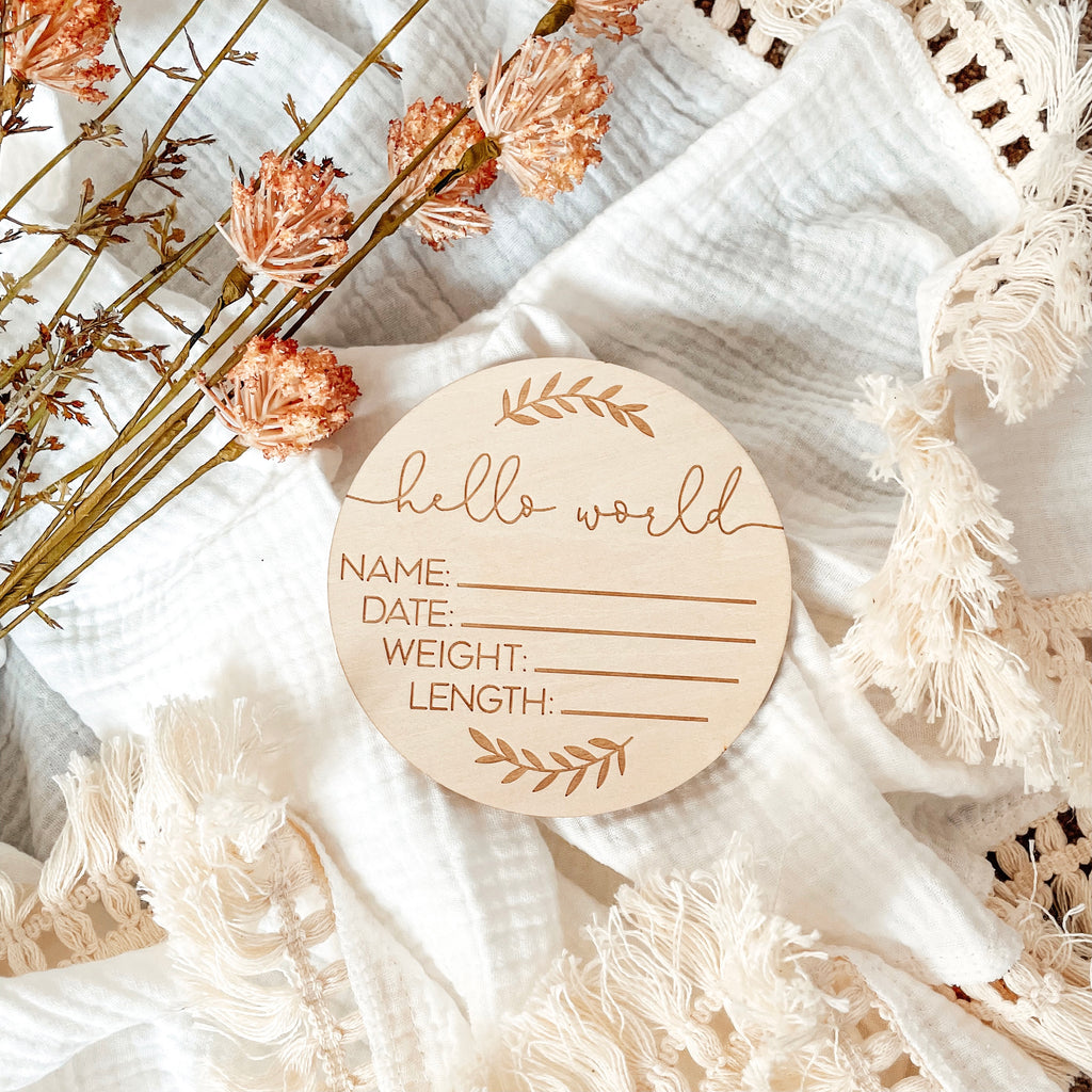 Hello World - Birth Announcement Disc