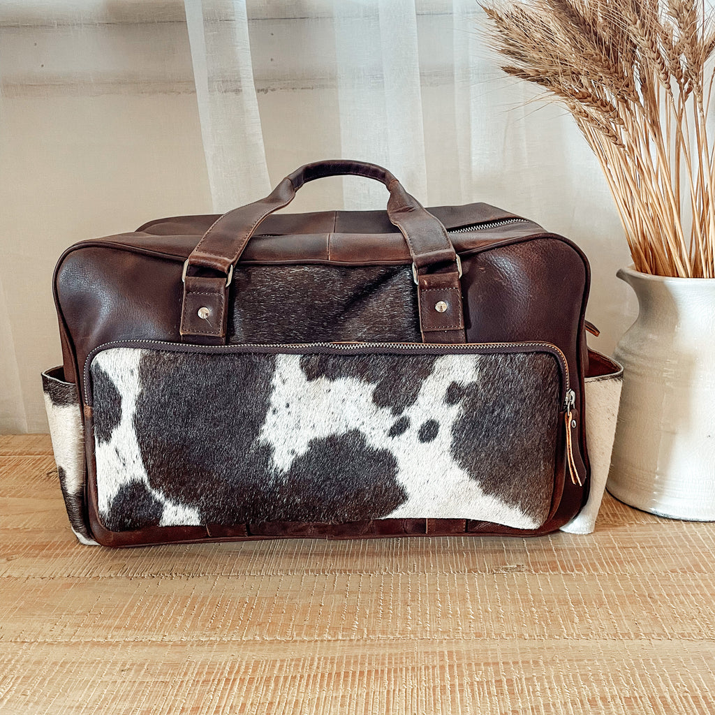Cowhide Travel/ Nappy Bag - Chocolate