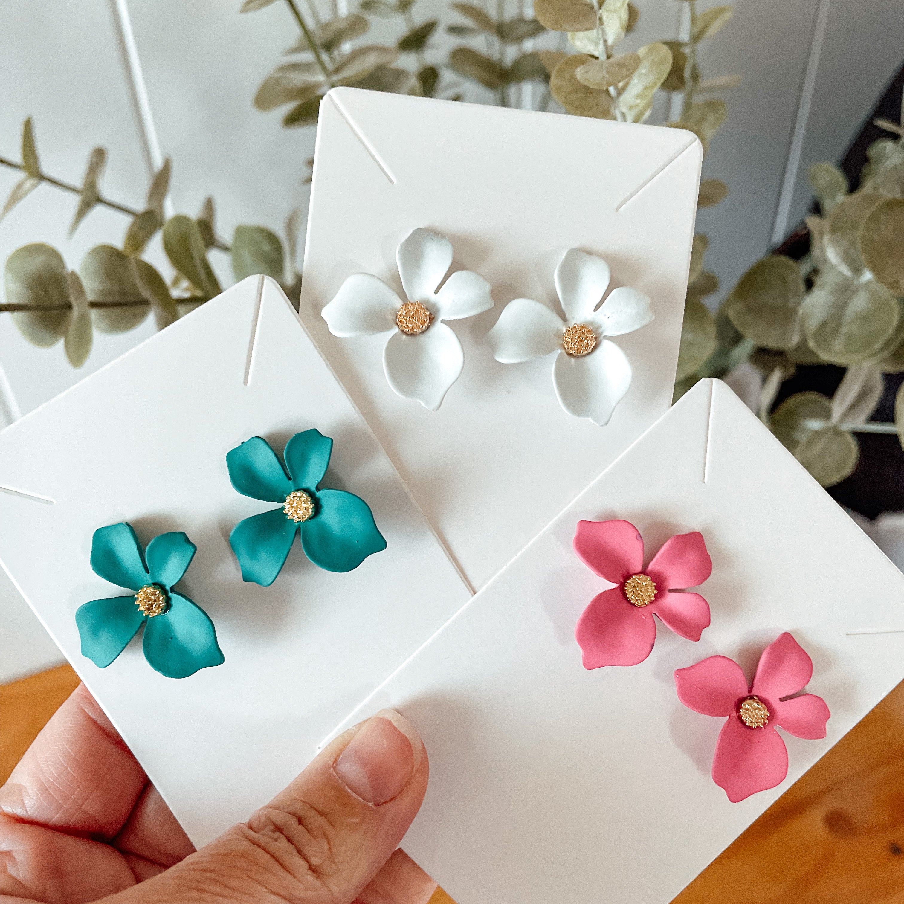 Pink Flower Studs
