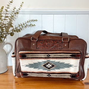 Cowhide Travel/ Nappy Bag - Aztec Grey