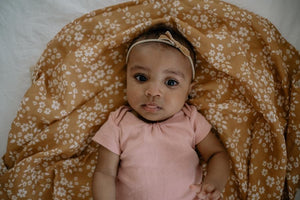 Whimsy Floral Swaddle - Mustard