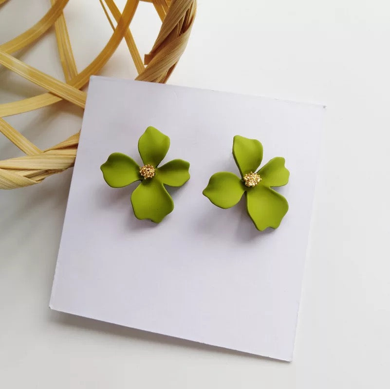 Olive Flower Studs